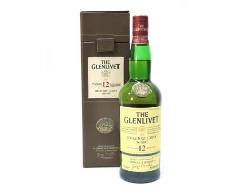 Whisky - The Glenlivet Single Malt Scotch Whisky 12 Years Of Age, 70cl, 40% Vol, in leather box.