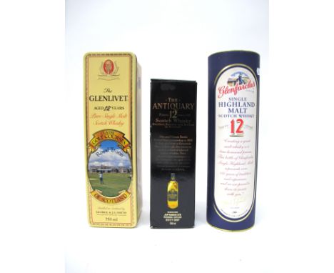 Whisky - The Glenlivet Pure Single Malt Scotch Whisky Aged 12 Years Classic Gold Courses Of Scotland Royal Troon, 750ml, in c