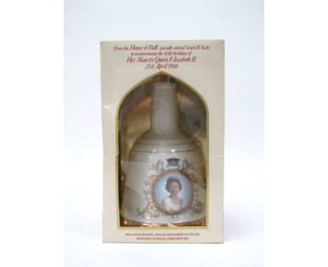 Whisky - Bell's Scotch Whisky Commemorative Bell Decanter, to commemorate Her Majesty Queen Elizabeth II 60th Birthday, boxed