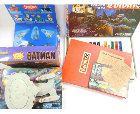 Games and toys, comprising Escape from Colditz, a Batman and Batmobile with rocket launcher, Captain Scarlet Spectrum command