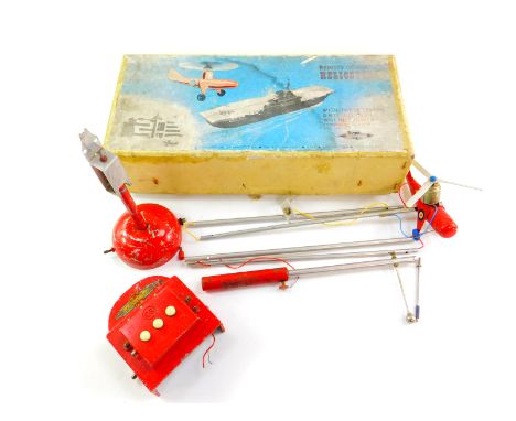 A Nulli Secundus remote control helicopter, with three speeds and joy stick, will rise, hover, fly forwards or backwards, box