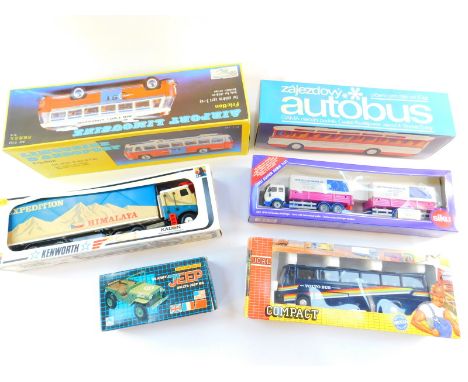 A Joal die cast Volvo coach, Seku limited edition lorry with twin axle trailer, Kaden Kenworth Expedition Himalayan lorry, Ti