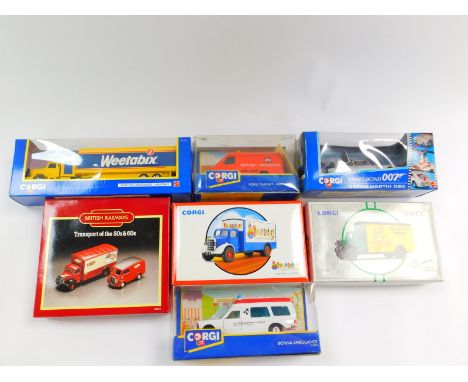 A Corgi die cast NSPCC Bedford van, Youngster's Bedford O series van, Weetabix Scammel container, and further vehicles, all b