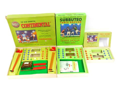 A Subbuteo table soccer, continental club edition, together with a continental display edition, and the new Subbuteo continen