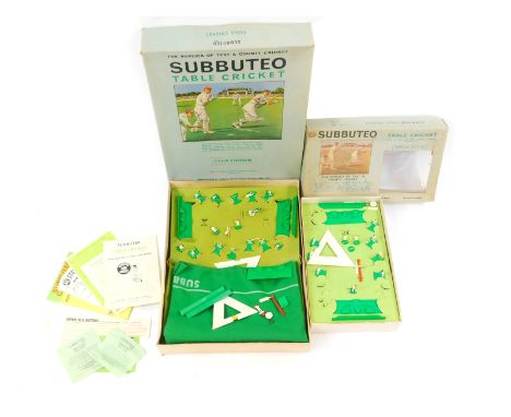 A Subbuteo table cricket, club edition, together with a further table cricket, display edition, both boxed. (2)