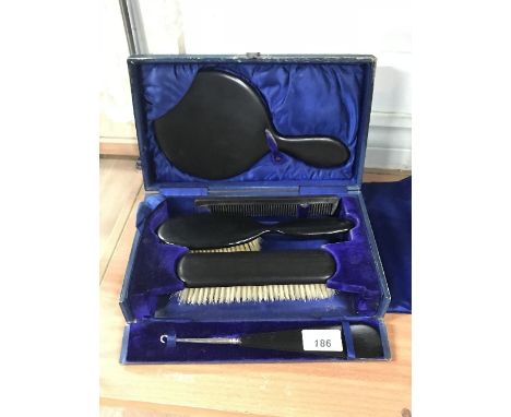 VINTAGE EBONY DRESSING TABLE BOXED SET