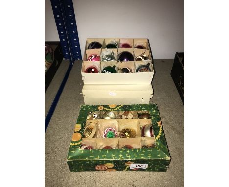 3 BOXES VINTAGE GLASS CHRISTMAS BAUBLES