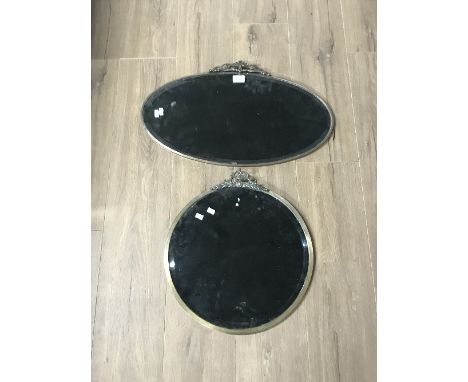 2 METAL FRAME VINTAGE BEVELLED MIRRORS