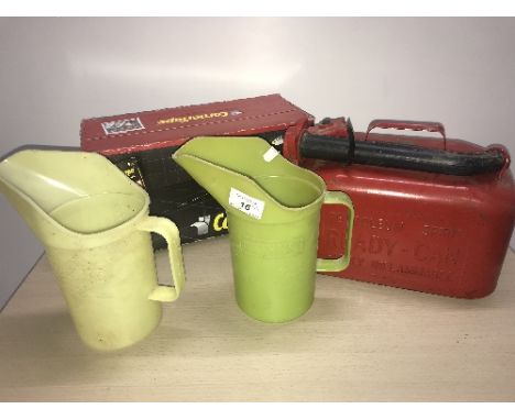 2 VINTAGE DUCKHAMS C/C JUGS CORNER TAPE &amp; PETROL CAN