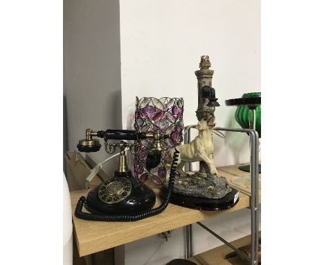 RETRO TELEPHONE &amp; DOG TABLE LAMP