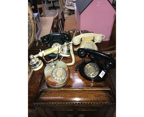 VINTAGE ONYX TELEPHONE &amp; 3 RETRO TELEPHONES