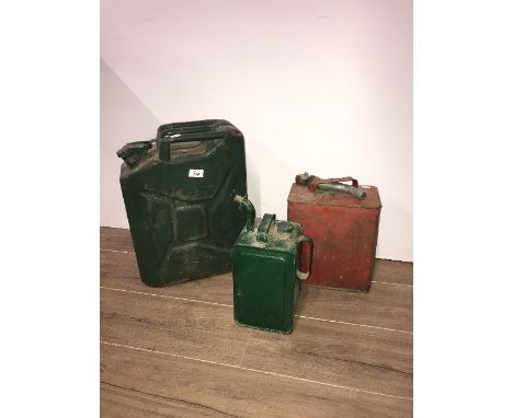 3 VINTAGE PETROL CANS