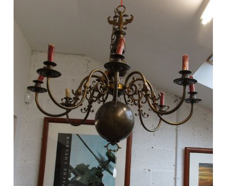 Large brass 8 branch centre light