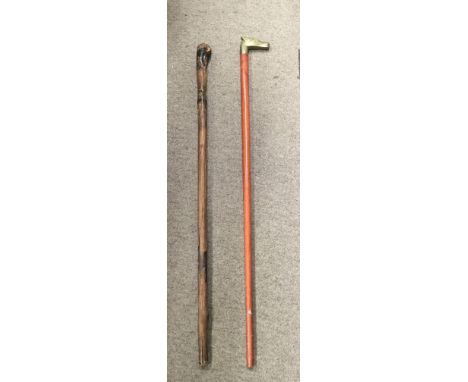 A sword stick and a walking stick 92 and 88cm long