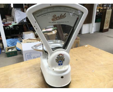 A vintage set of Berkel shop scales. Postage D