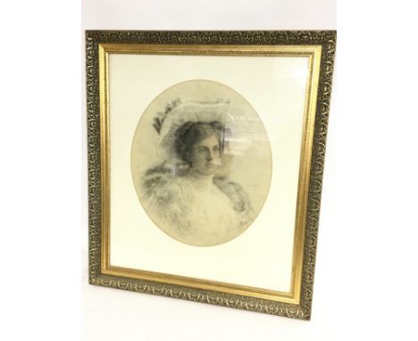 An early 20th century large gilt framed pencil sketch signed Rhoda Buss Smith. Dimensions 67x75cm This lot cannot be posted
