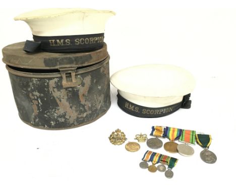 A collection of war items including WW1 & WW2 medal group awarded to Capt. W. Lefeaux consisting of The Territorial Force Eff
