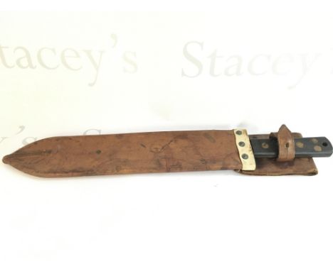 A British Army Martindale Crocodile machete with leather sheath, 52cm long. This lot cannot be posted