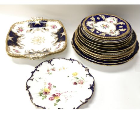 A collection of Coalport porcelain floral plates, Worcester and other unmarked plates. This lot cannot be posted