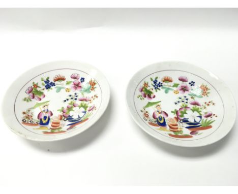 Two hilditch and sons 18th century saucers with an oriental style design. Postage D