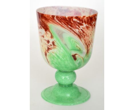 A large 1930s Gray-Stan chalice designed by Elizabeth Graydon Stannus, ovoid bowl over a knopped stem and domed folded foot, 