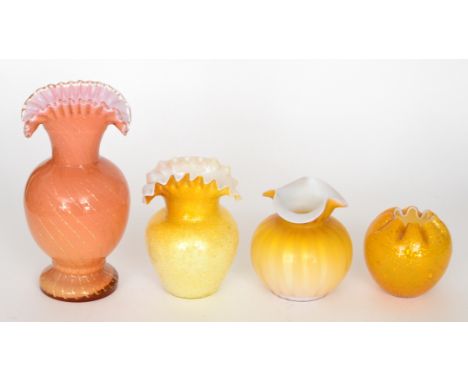 A late 19th Century cased body vase of shouldered ovoid form with flared collar neck, cased in clear crystal over amber and o