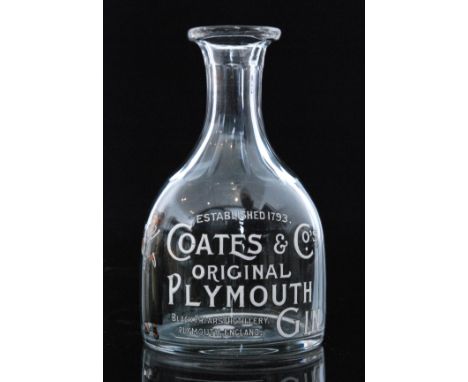 A 19th Century Coates & Co advertising carafe of shouldered ovoid form with a slice cut neck, enamel decorated with monk besi