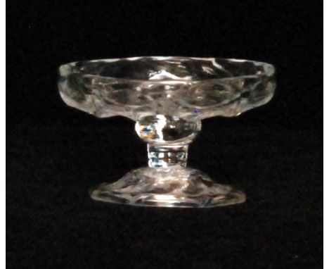 An 18th Century patch stand circa 1745, shallow circular dish form top with lattice moulding above a shallow knopped stem and