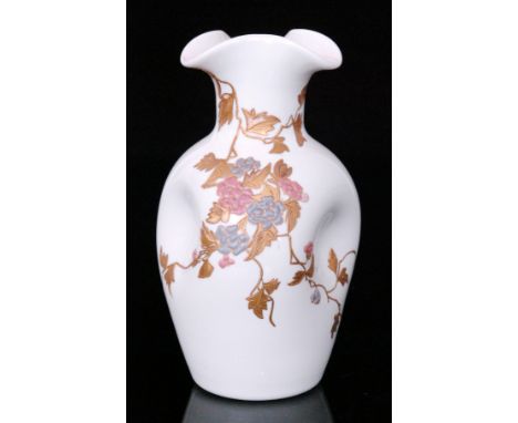 A late 19th Century Stourbridge glass vase, possibly Thomas Webb & Sons of shouldered ovoid form with dimple sides below a co