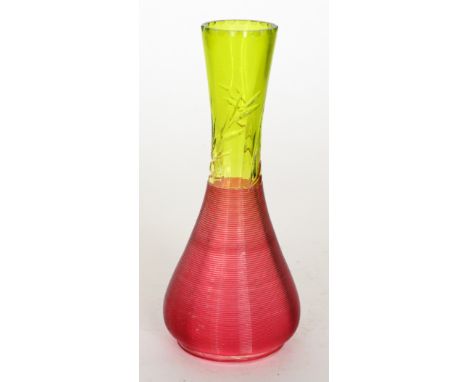 A late 19th Century Stourbridge glass solifleur posy vase, possibly Stevens & Williams of ovoid form with drawn collar neck, 
