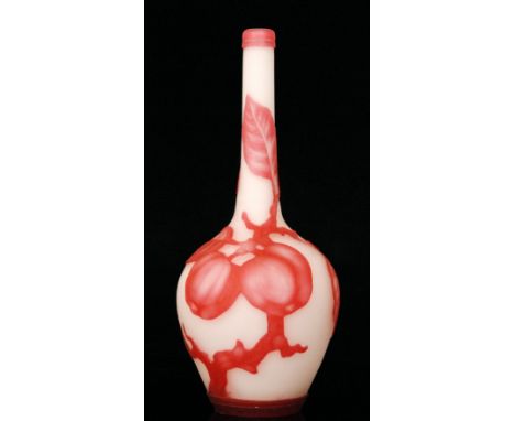 A late 19th Century Stevens & Williams Art Glass cameo vase of globe and shaft form cased in pink over opal and cut to the wh