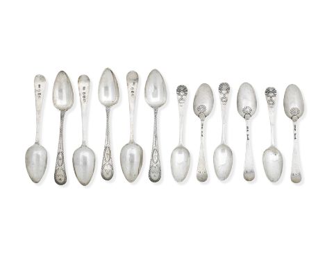 A SET OF SIX GEORGE II HANOVERIAN PATTERN SILVER TEASPOONSprobably by Ebenezer Coker, London, mid 18th century Die struck wit