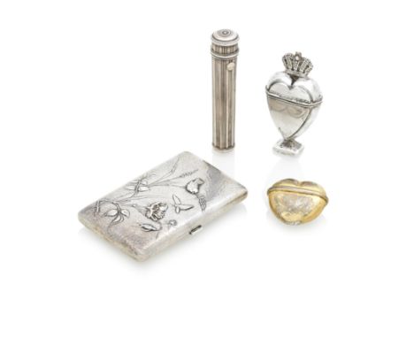 A COLLECTION OF SMALL CONTINENTAL SILVER ITEMSComprising a Scandinavian silver hovedvandsæg vinaigrette, early 19th century, 