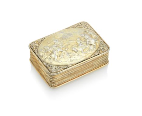 A GEORGE III SILVER GILT SNUFF BOX by John Linnit and William Atkinson London , 1812 The cover with domed oval plaque with re