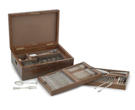 A SERVICE OF WILLIAM IV DOUBLE-STRUCK KING'S PATTTERN CUTLERYWilliam Eaton, London, 1832/33 Comprising eighteen table forks, 