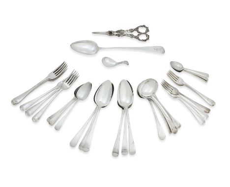 A COLLECTION OF FLATWAREVarious dates and makers Including assorted George III flatware including a gravy spoon,  6 table for