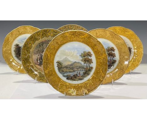 A collection of six 19th century Prattware cabinet plates, various subjects (6) 