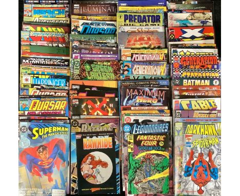 Comics - A collection of Marvel and DC and indie comic books including Green Lantern, Quasar, Thunder Strike, Ghost Rider, Su