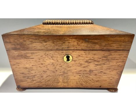 A Victorian rosewood sarcophagus tea caddy, 23cm wide, c.1860 