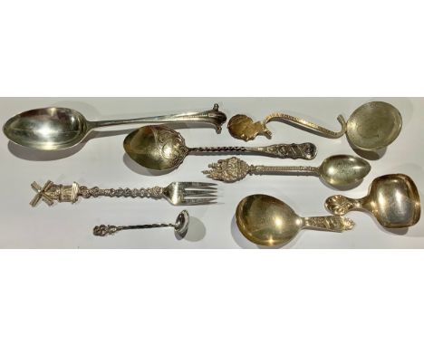 A George VI silver tea caddy spoon, Sheffield 1937; a George VI silver coronation commemorative caddy spoon, Sheffield 1936; 