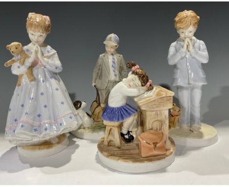 A pair of Royal Worcester figures for the NSPCC, I Wish and I Pray, limited editions; a Royal Worcester figure for Compton &a