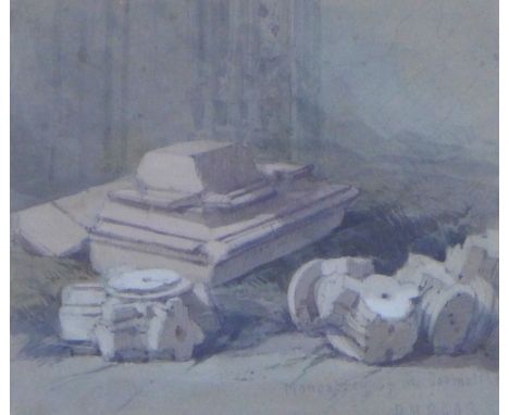DAVID ROBERTS RA (1796-1864) ARCHITECTURAL - THE MONASTERY OF THE CARMELITES, BURGOS, watercolour on paper, unsigned but with