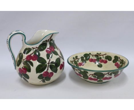 Wemyss Ware handpainted plums pattern jug and basin set (2) 30cm wide. 
