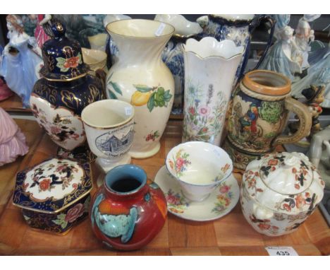 Two trays of assorted china to include; various graduated dresser jugs, some Allerton's Gaudy Welsh, Poole pottery milk jug, 