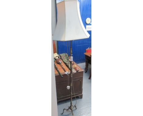 Modern brass finish tripod standard lamp with shade. (B.P. 21% + VAT) 