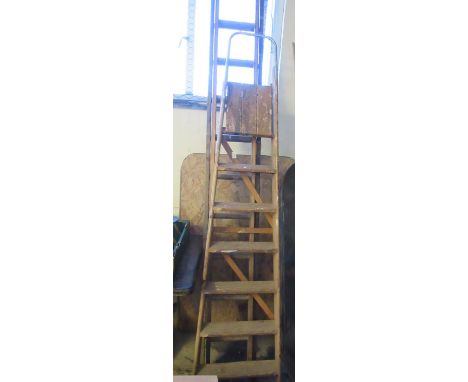 Two vintage wooden folding/extending ladders. (B.P. 21% + VAT) 