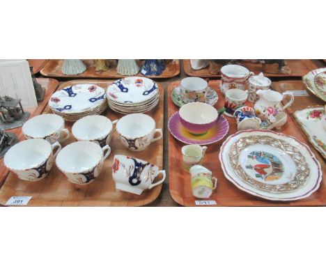 Two trays of assorted china to include; a Blairs china part teaset, two Royal Doulton miniature dresser jugs, a Conservatory 