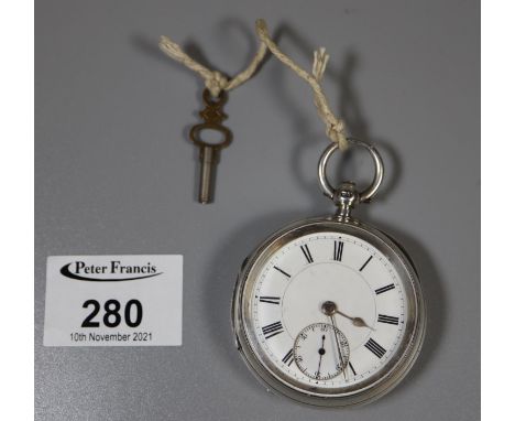 Silver open faced pocket watch with enamel face and Roman numerals. Chester hallmark.(B.P. 21% + VAT) 