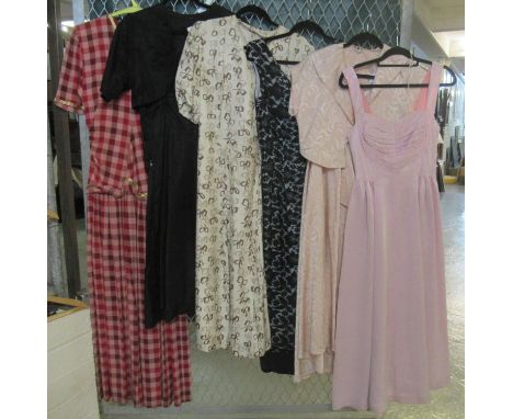 Collection of ladies vintage clothing (mostly 40's/50's) to include; a pink striped lurex 'Mayfair boutique Arthur Banks' dre