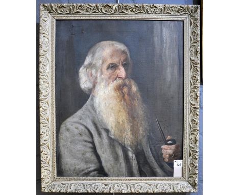 British school (early 20th Century), portrait of an elderly bearded gentleman, oils on canvas. 56 x 45cm approx, framed.(B.P.
